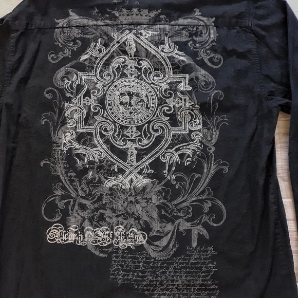 EIGHTY EIGHT Men's Graphic Shirt Button Down Black - Picture 3 of 5